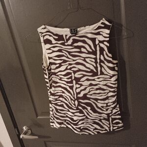 INC International Concepts Brown and White Zebra Print Blouse